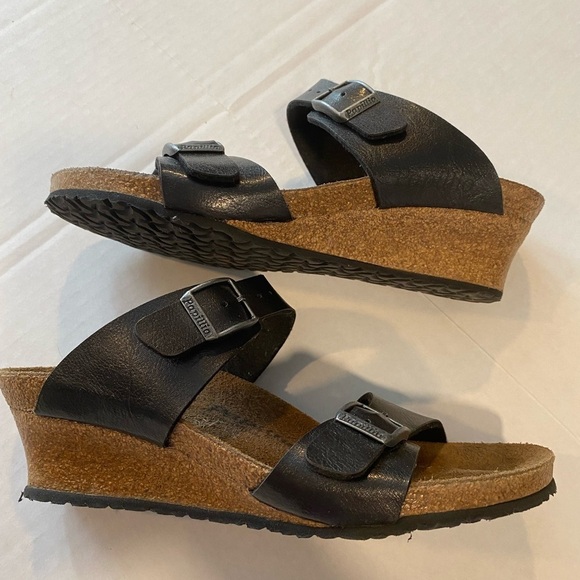 Papillio by Birkenstocks Dorothy Black and Brown Wedge Shoes - Picture 9 of 10